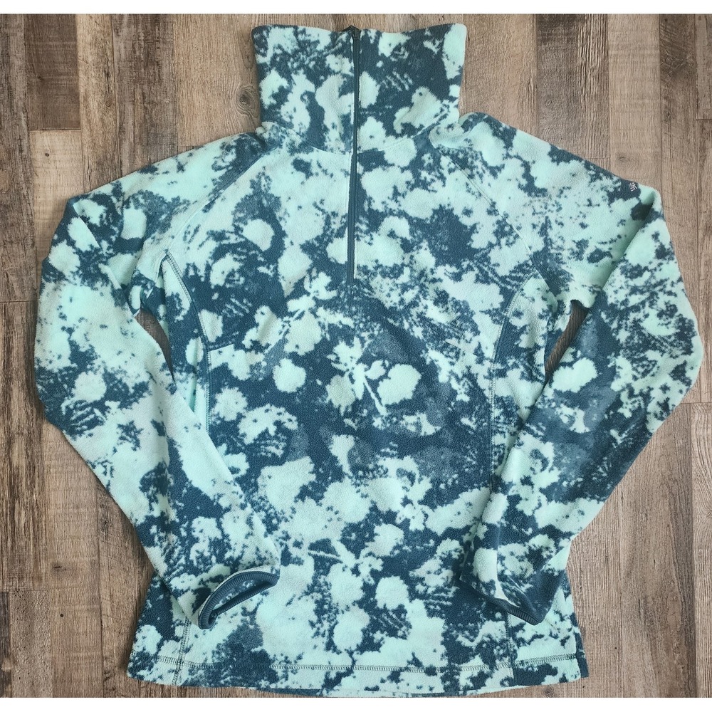 Columbia Sweatshirt Womens Small Green Arctic Air Printed Half Zip Active Fleece